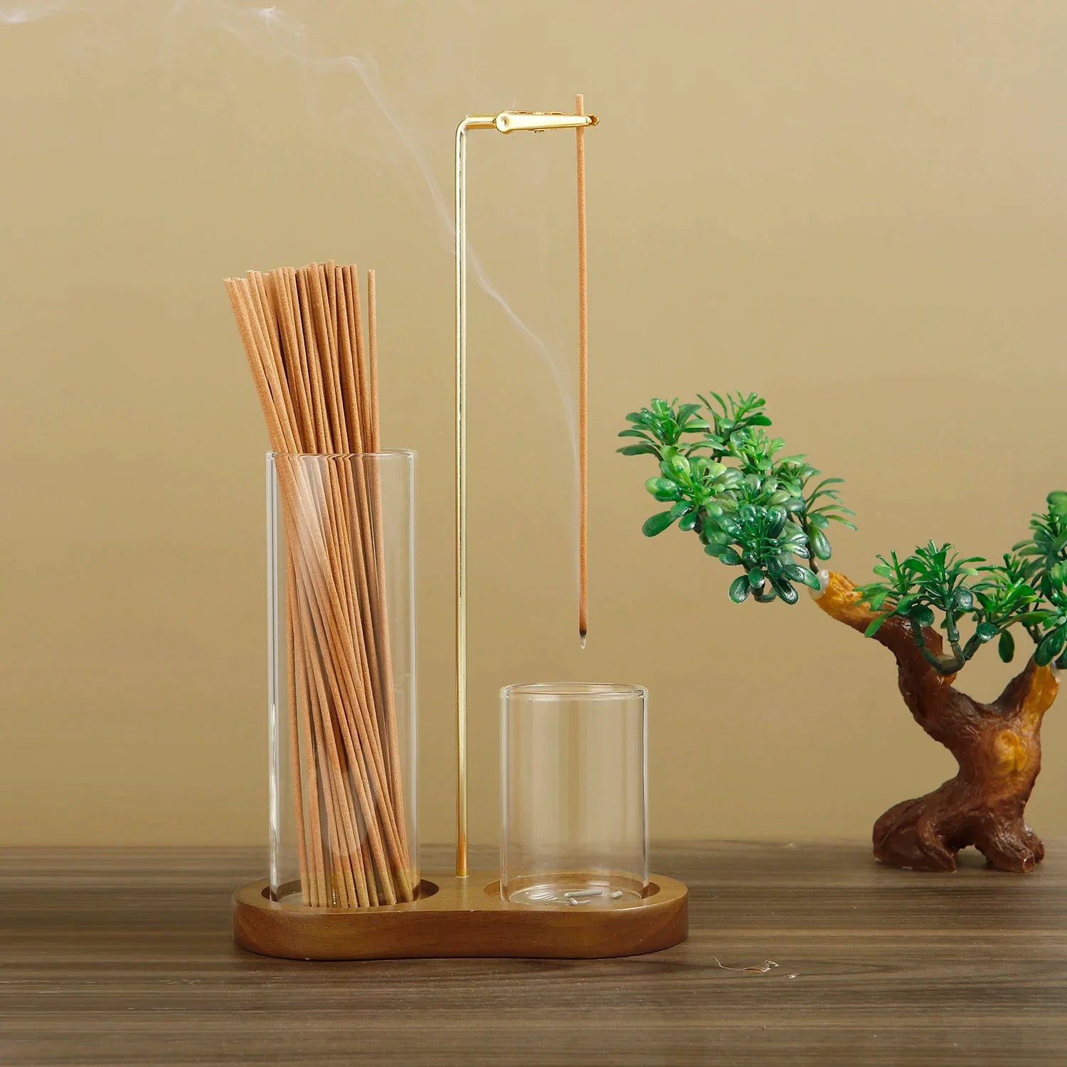 2-in-1 Incense Holder with Glass Ash Catcher
