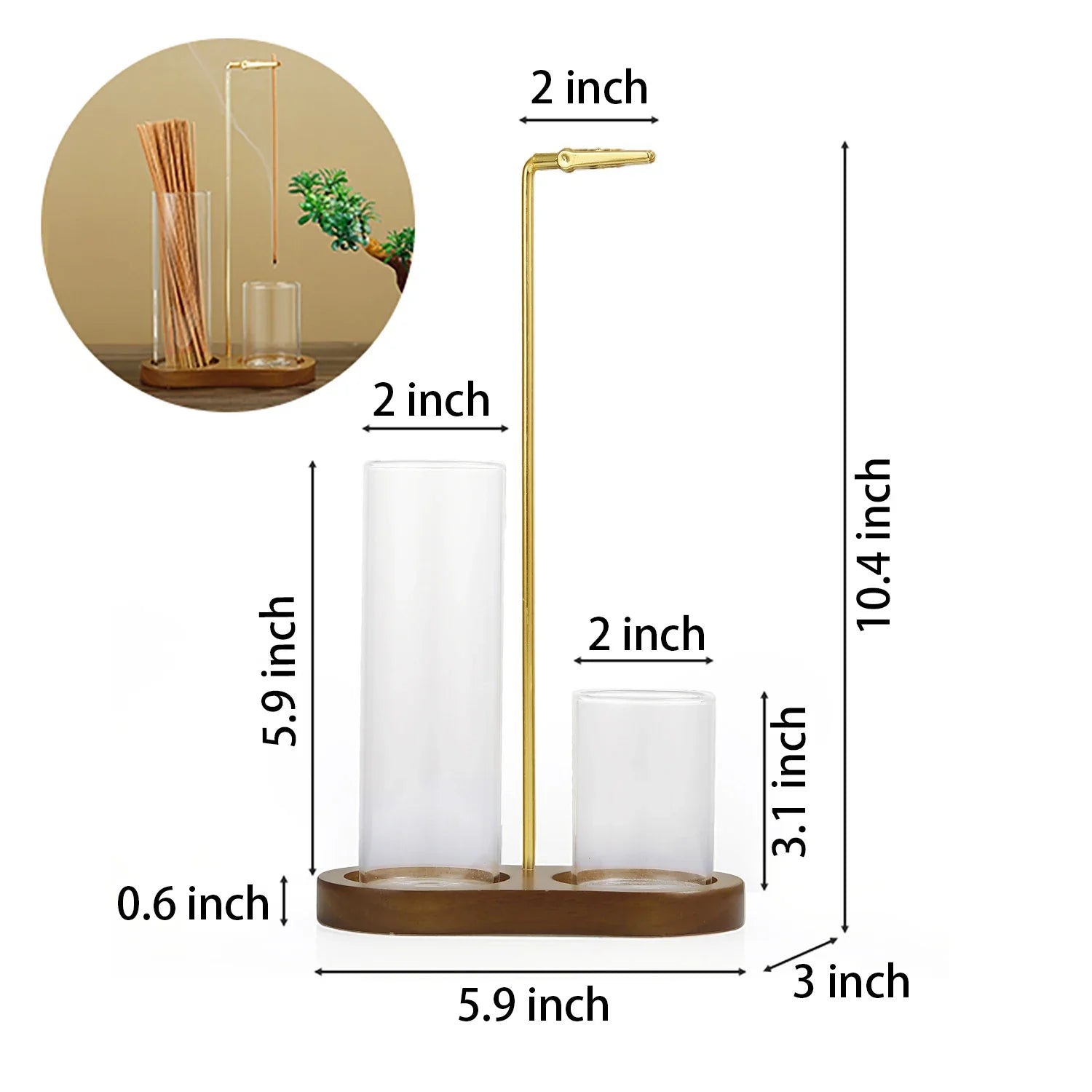 2-in-1 Incense Holder with Glass Ash Catcher