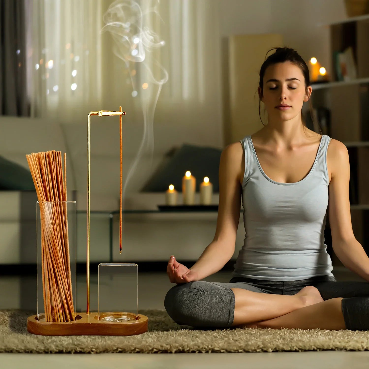 2-in-1 Incense Holder with Glass Ash Catcher