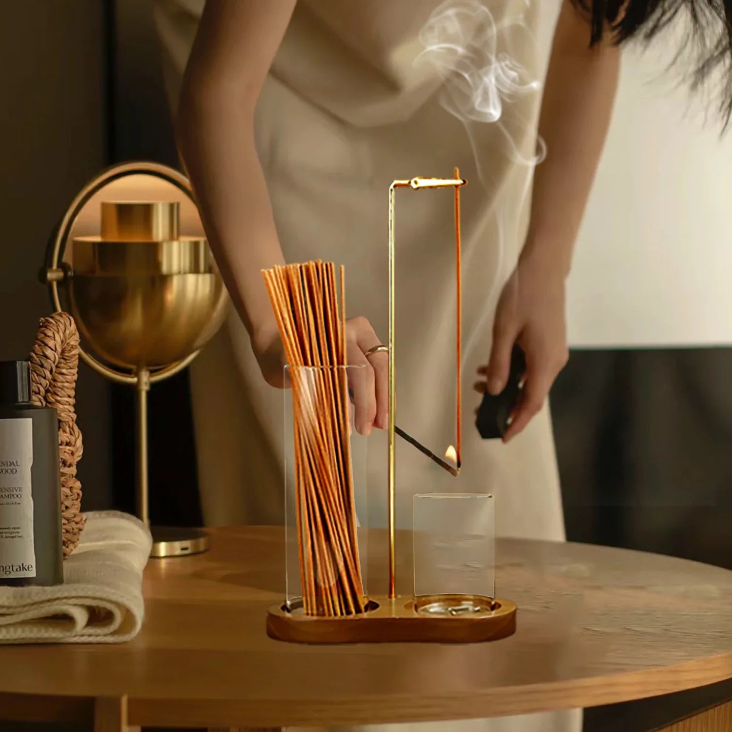 2-in-1 Incense Holder with Glass Ash Catcher