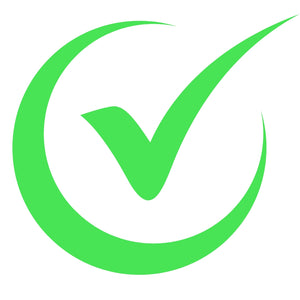 Green check mark on a white background